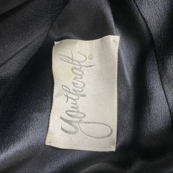 Youthcraft Wool Blend Black Woven Ribbed 3/4 length Vintage Winter Overcoat L - Picture 7 of 8